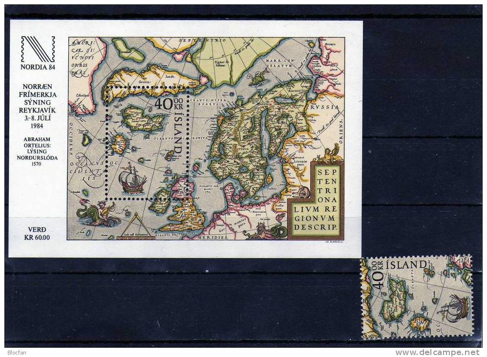EXPO Ausstellung 1984 Landkarte Der Insel Island 616 Plus Block 6 ** 17€ Blocchi Hojita Map M/s Sheet Bf Philatelic - Blocks & Kleinbögen