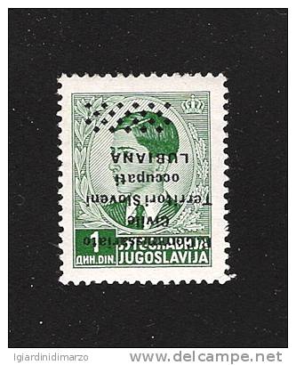 LUBIANA - Occ. Jugoslava - 1941: VARIETA' Del Valore Da 1 D. Con Soprastampa Capovolta - Nuovo, S.t.l. -ottime Condiz. - Lubiana