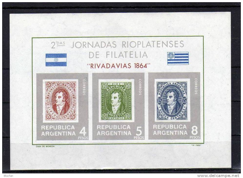 Marke Auf Marke Philatelisten-Tagung Argentinien Block 16 ** 2€ Hoja Bloc Stamp On Stamp M/s Philatelic Sheet Bf America - Nuovi