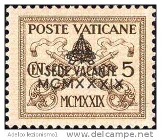 20258) Sede Vacante - 18 Febbraio 1939 Serie Completa Nuova Di 7 Valori Linguellata - Unused Stamps