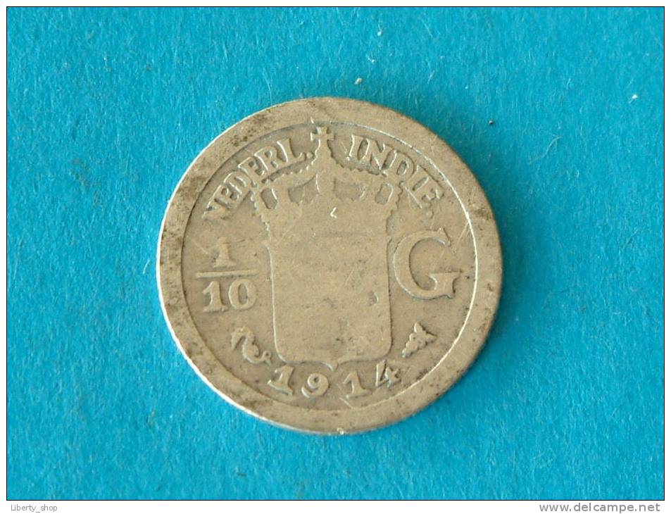 1/10 GULDEN - ZILVER 1914 ! - Indes Neerlandesas