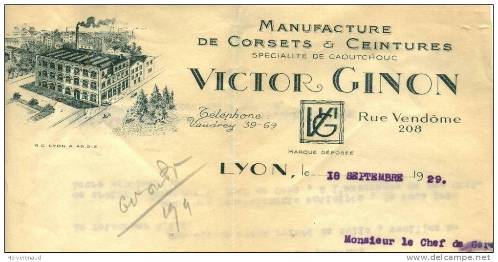 Lettre Des  Ets Ginon à Lyon ,  Pour Chalon-sur-Saône - 1903-60 Säerin, Untergrund Schraffiert