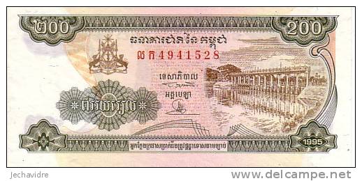 CAMBODGE  200 Riels  Daté De 1995    Pick 42a    ***** BILLET  NEUF ***** - Cambodge