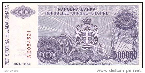 CROATIE   500 000 Dinara  Daté De 1994   Pick R32     ***** BILLET  NEUF ***** - Croatia