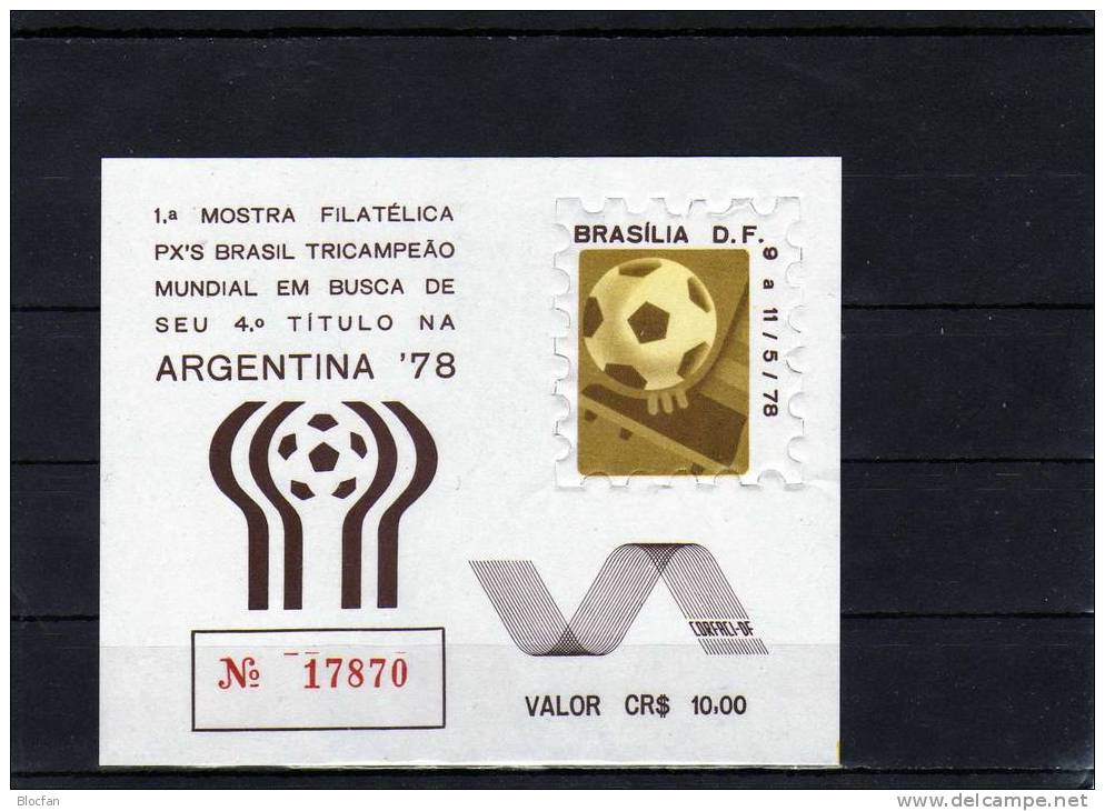 Fußball WM 1978 Fuß Und Ball Brasilien 1643 C Im Gedenk - Block I ** 20€ - Blocs-feuillets
