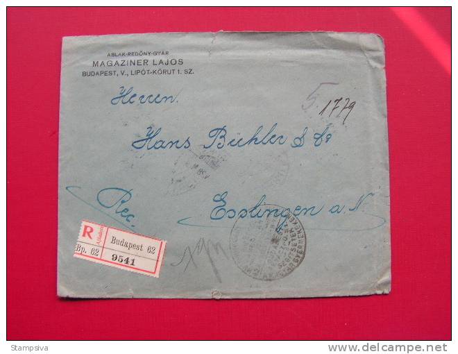 == Ungarn - 1921 Brief R-cv. To Eslingen Germany  Via New York   ??? Kl. Mängel ! - Lettres & Documents