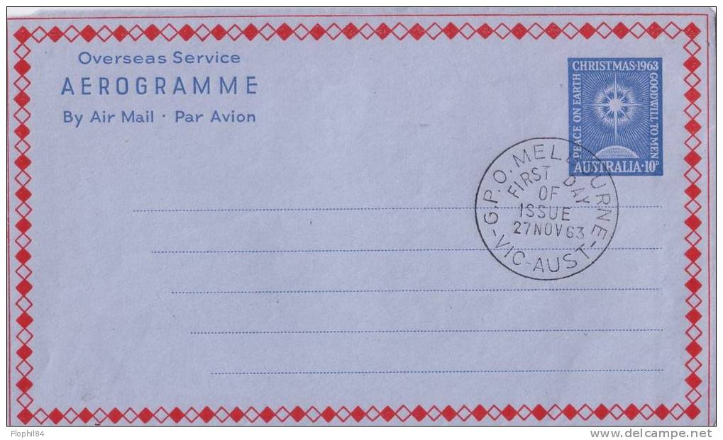 NOEL-AUSTRALIE-AEROGRAMME DE NOEL 1963 - NEUF - Aérogrammes