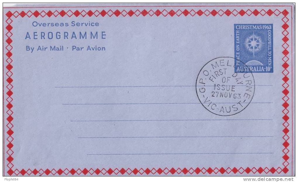 NOEL-AUSTRALIE-AEROGRAMME DE NOEL 1963 - NEUF - Aerogramas