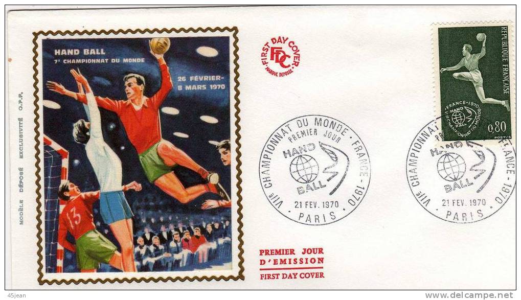 France: 1970 Fdc Sur Soie, VII èmes Championnat Du Monde De Hand-ball - Handball