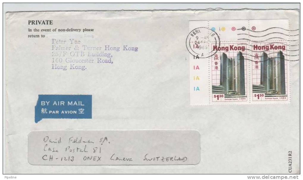Hong Kong Cover Sent Air Mail To USA 1985 - Lettres & Documents