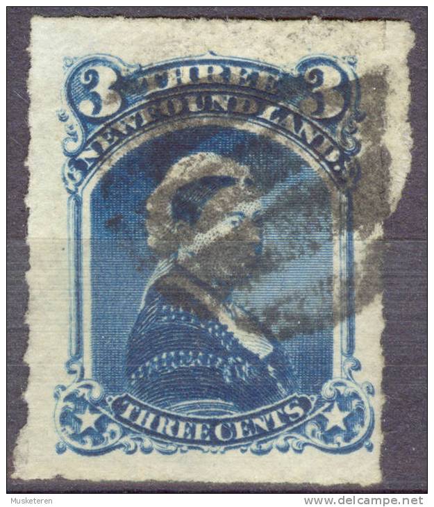 New Foundland SG. 42 Queen Victoria 3 Cent Blue Rouletted 1877 - 1865-1902