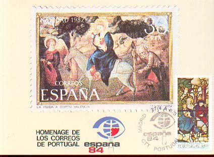 PORTUGAL CARTE PHILATELIQUE  YVERT NUM. 1595  ESPANA 84 - Cartes-maximum (CM)