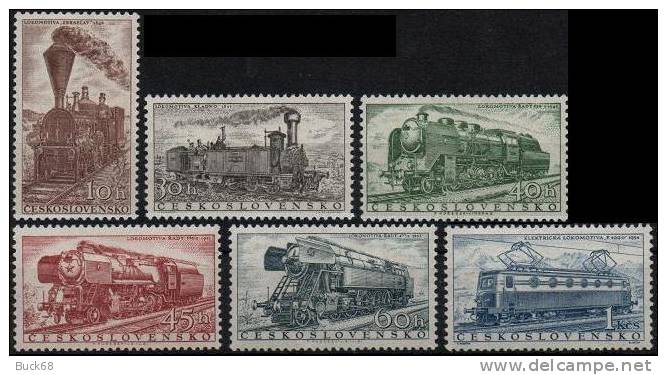 TCHECOSLOVAQUIE  875 à 880 * MLH Locomotives Trains De Marchandises Et Horaires - Unused Stamps