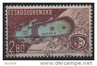 TCHECOSLOVAQUIE Poste Aérienne 60 (o) MH Cosmos Espace Space Cosmonaute : Valentina TERECHKOVA Et Vostok VI - Luchtpost