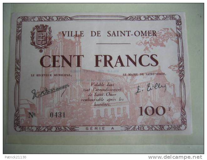 SAINT OMER   100F 1940 SERIE A NEUF - Notgeld