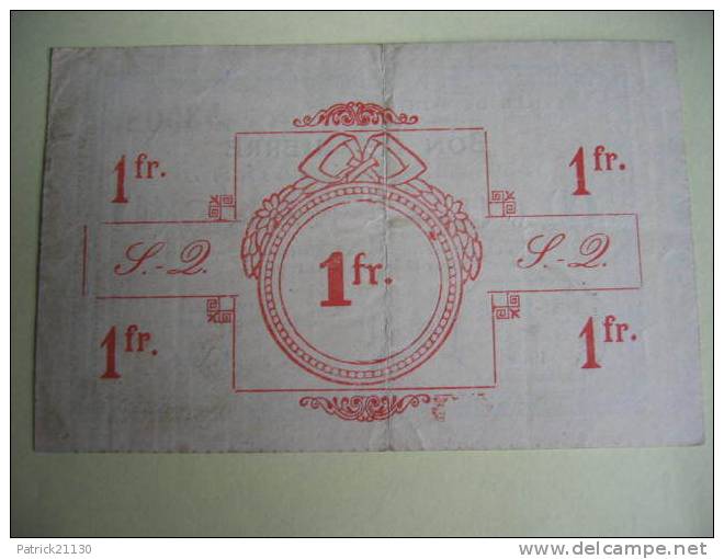 SAINT QUENTIN   BON DE GUERRE 1F SERIE C RARE 1915 - Notgeld