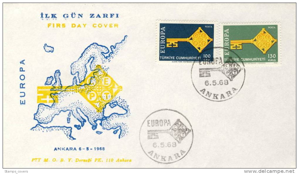 TURKEY FDC MICHEL 2095/96 EUROPA 1968 - 1968