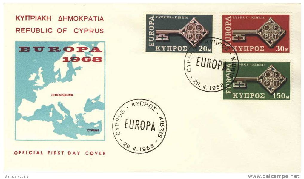 CYPRUS FDC MICHEL 307/09 EUROPA 1968 - 1968