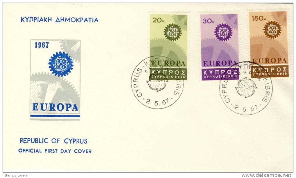 CYPRUS FDC MICHEL 292/94 EUROPA 1967 - 1967