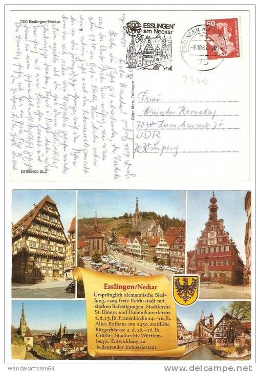 AK Esslingen / Neckar Mit Wappen Und Text Mehrbildkarte 73 ESSLINGEN AM NECKAR -8.10.82 - 20 Nach DDR 7030 Leipzig - Esslingen