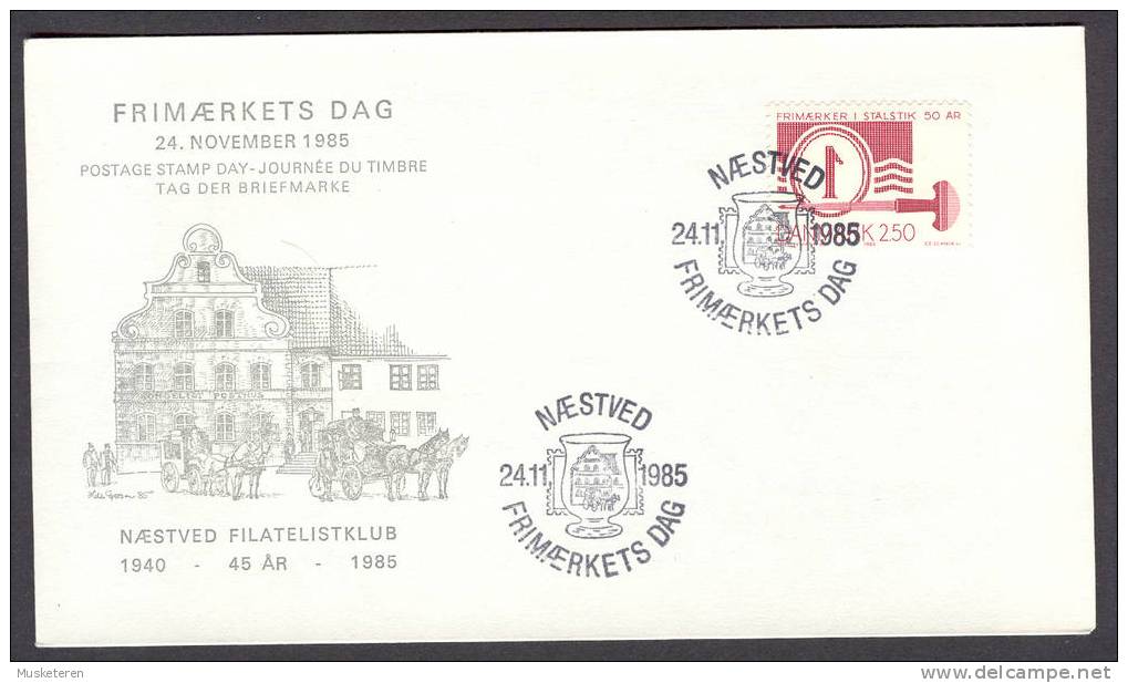 Denmark Frimærkets Dag Postage Stamp Day Journée Du Timbre Tag Der Briefmarke 1985 Næstved Filatelistklub Anniversary - Storia Postale
