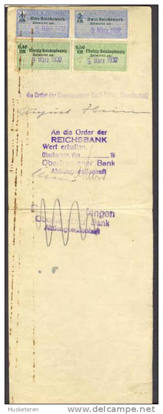 Germany Deutschland Prima Wechsel 1932 Oberhausener Aktie Gesellschaft Reichsbank Deutsche Wechselsteuer Marke - Bills Of Exchange