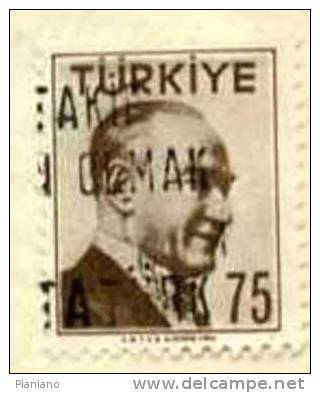 PIA - TUR - 1957-58 : Serie Corrente : Ritratto Di Ataturk   - (Yv 1404) - Gebruikt