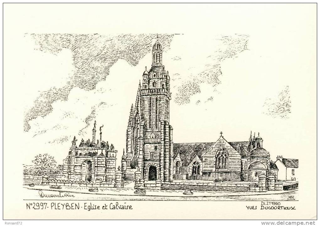 29 PLEYBEN - Eglise Et Calvaire  - Illustration Yves Ducourtioux - Pleyben