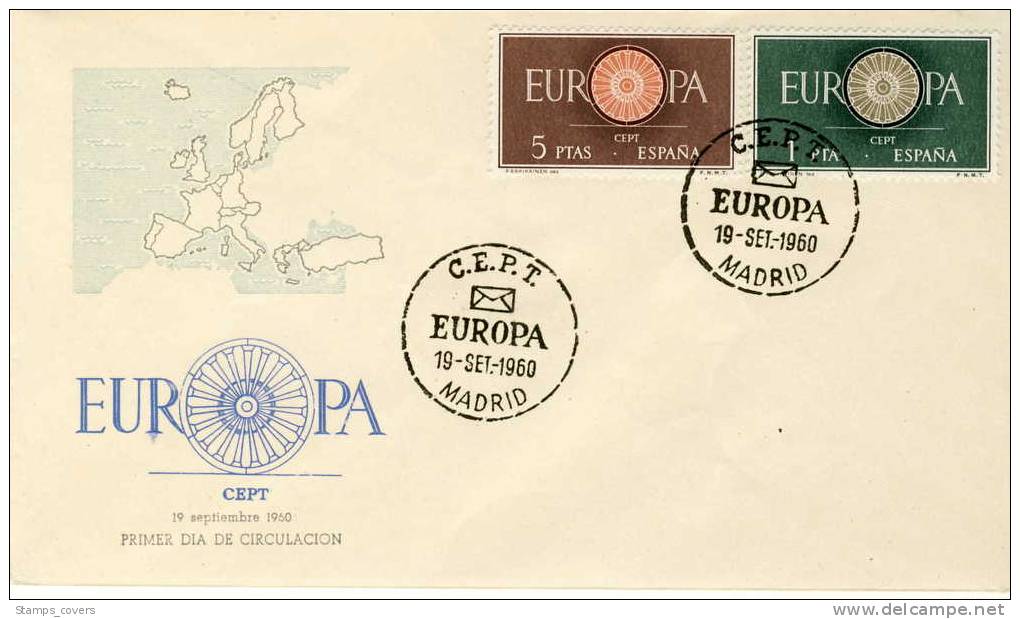 SPAIN FDC MICHEL 1189/90 EUROPA 1960 - 1960