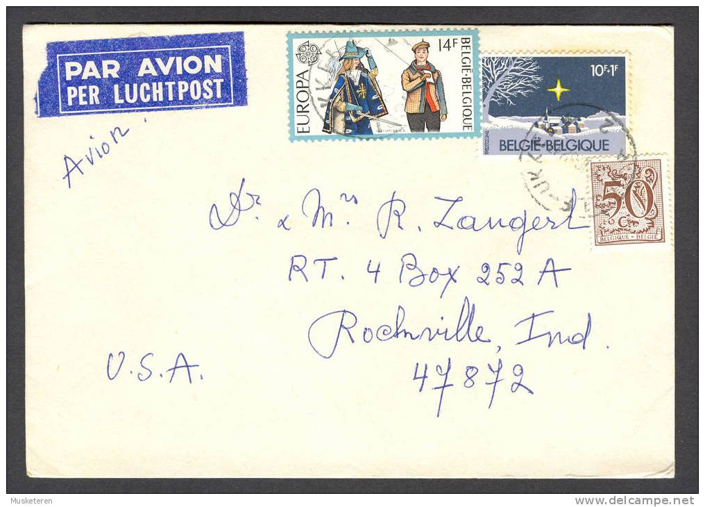 Belgium Par Avion Per Luchtpost Label Beauty Franked Cover Europa CEPT 1981 To USA - Lettres & Documents