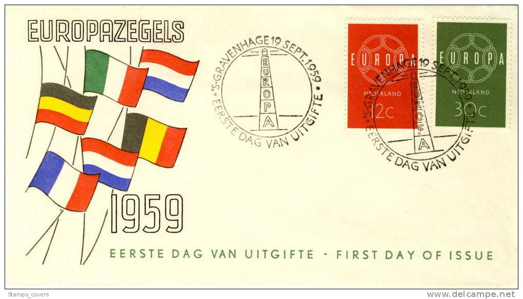 NEDERLAND FDC MICHEL 735/36 EUROPA 1959 - 1959