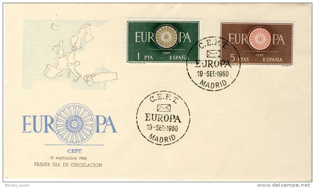 SPAIN FDC MICHEL 1189/90 EUROPA 1960 - 1960