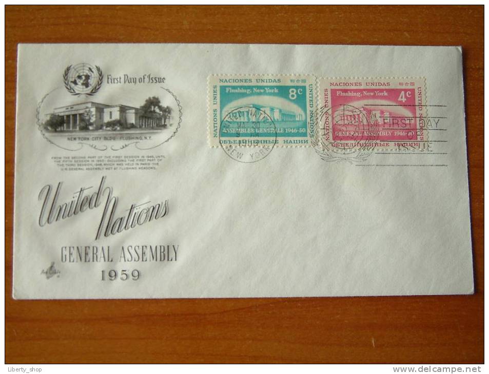 UNITED NATIONS - GENERAL ASSEMBLY 1959 / FIRST DAY OF ISSUE !! - UNO
