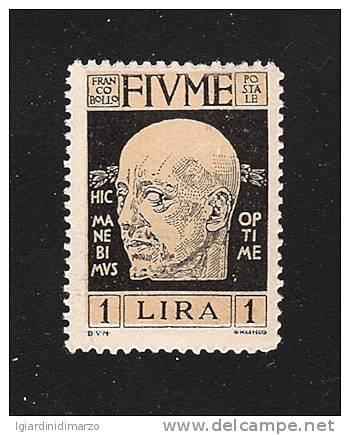 FIUME - 1920 - Valore Da Lire 1 Effigie Di G. D'Annunzio - Nuovo S.T.L. - In Buone Condizioni. - Fiume