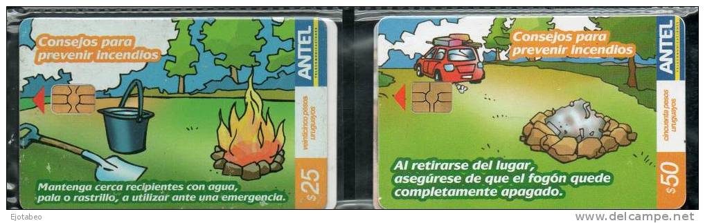 11 URUGUAYTarj.Telefónica 425a Y 427a-Consejos Para Prevenir Incendios - Uruguay