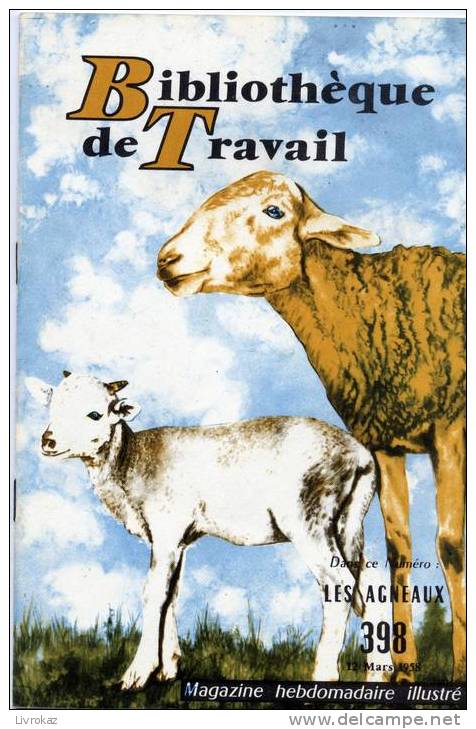 BT N°398 (1958) : Les Agneaux. Brebis, Moutons, Bergers, Tonte. Bibliothèque De Travail. Freinet. - 6-12 Jahre