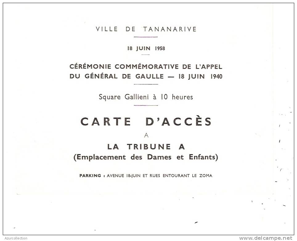 MADAGASCAR . CARTE D´ACCES - Historical Documents