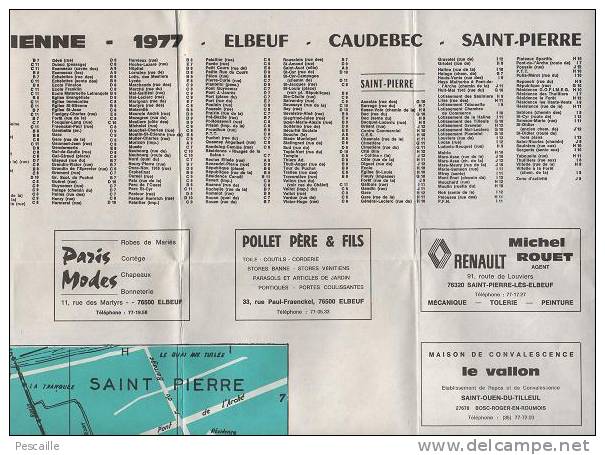 PLAN DE L'AGGLOMERATION ELBEUVIENNE - ELBEUF / CAUDEBEC / ORIVAL / ST PIERRE / CLEON / ST AUBIN - PUBLICITES - 1976 - Other & Unclassified