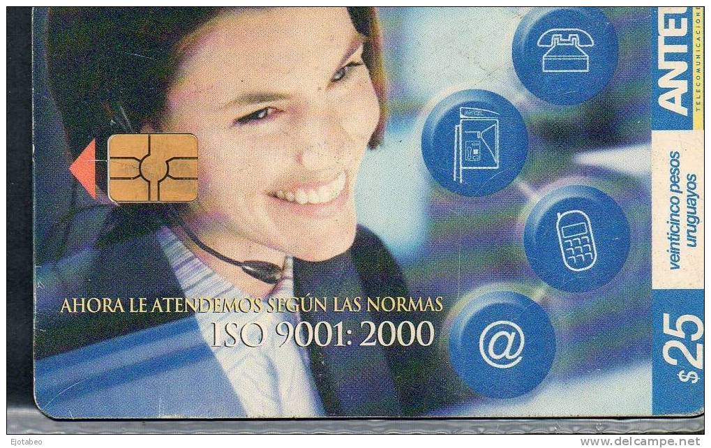 40 URUGUAY Tarj.Telefónica 405a Antel -Certificación ISO 9001:2000 - Uruguay