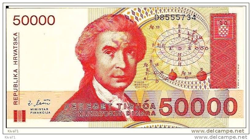 50 000 Dinara   "CROATIE"  1993     UNC    Bc 25 - Croatie