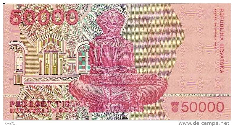 50 000 Dinara   "CROATIE"  1993     UNC    Bc 25 - Croazia