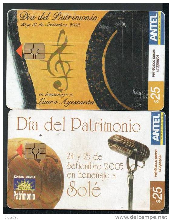 42 URUGUAY Tarj.Telef.297a Y 411a -Dia Del Patrimonio -2003 Y 2005 - Uruguay