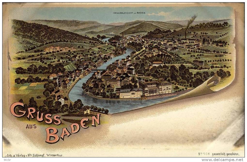 CPA (SUISSE  A) GRUSS Aus  BADEN  (litho) - Baden