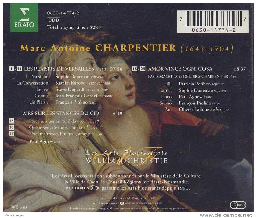 Charpentier : Les Plaisirs De Versailles, Christie - Classique