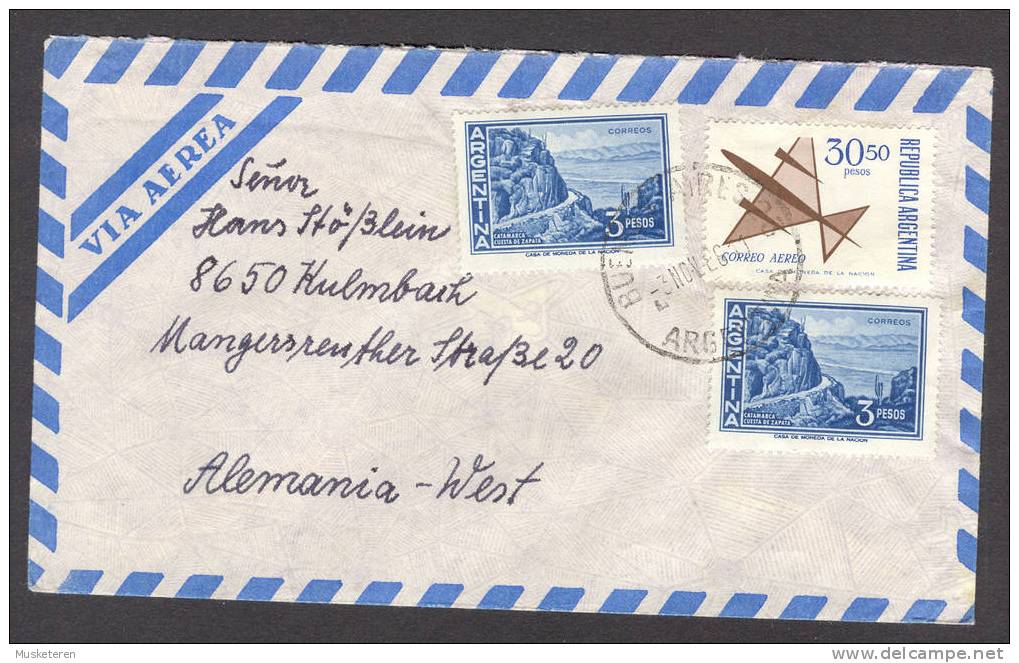 Argentina Via Aerea Buenos Aires Airmail Cover To Kulmbach Germany - Luftpost