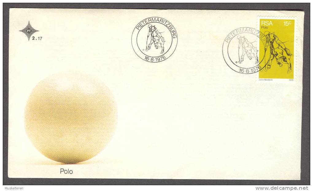 South Africa Playing Polo Cachet Poloball Polospieler On Horse FDC Cover 1976 - FDC