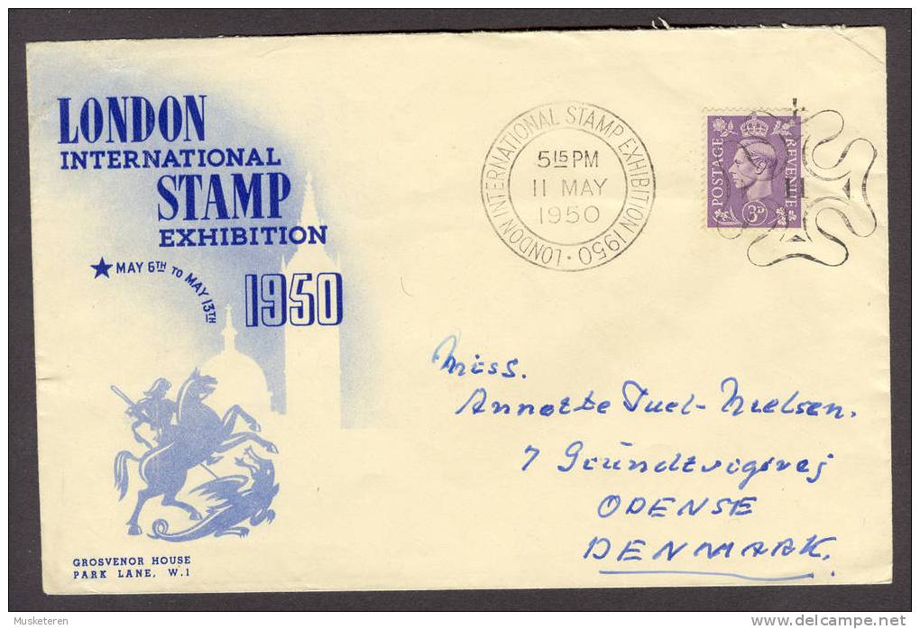 Great Britain London International Stamp Exhibition 1950 Cancelled 11 In Cross Single Stamp - Covers & Documents