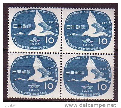 J2647 - JAPON JAPAN Yv N°635 ** TRANSPORT AERIENNE BLOC - Unused Stamps