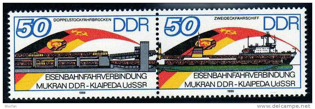 Abart Kurzes R In Eisenbahn - Fähre Mukran DDR 3052 I ** 14€ Plus Vergleichsstück - Variedades Y Curiosidades