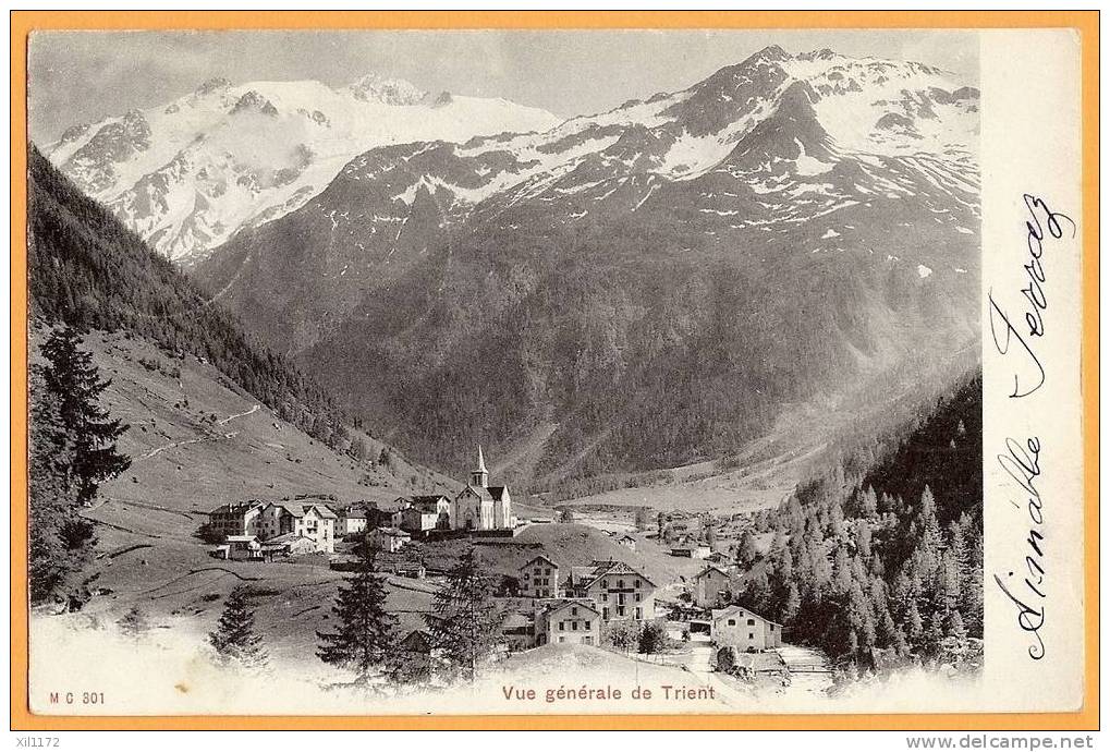 E465 Trient, Vue Générale. Précurseur. Cachet Trient Et La Chaux De Fonds 1904. - Trient